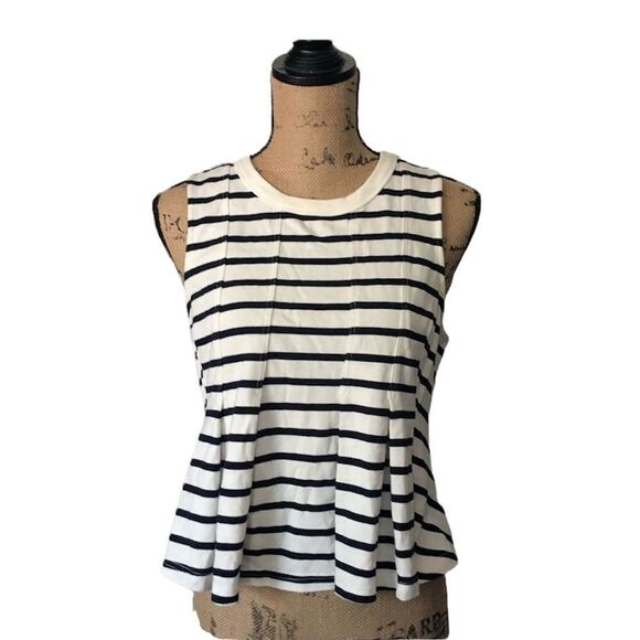 Anthropologie black and white striped peplum top - Picture 1 of 7